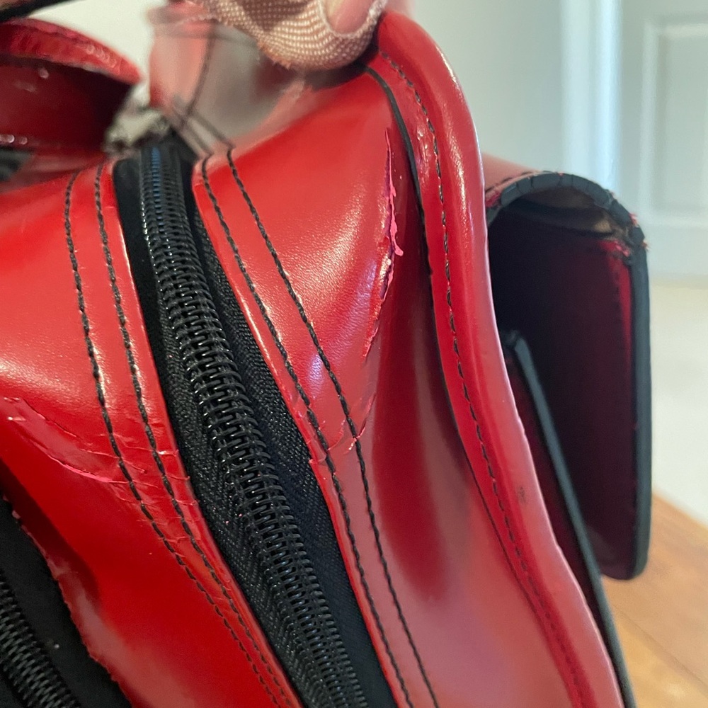Jack Georges Milano Red Leather Rolling Laptop Briefcase/Vertical Wheeler - Picture 5 of 16